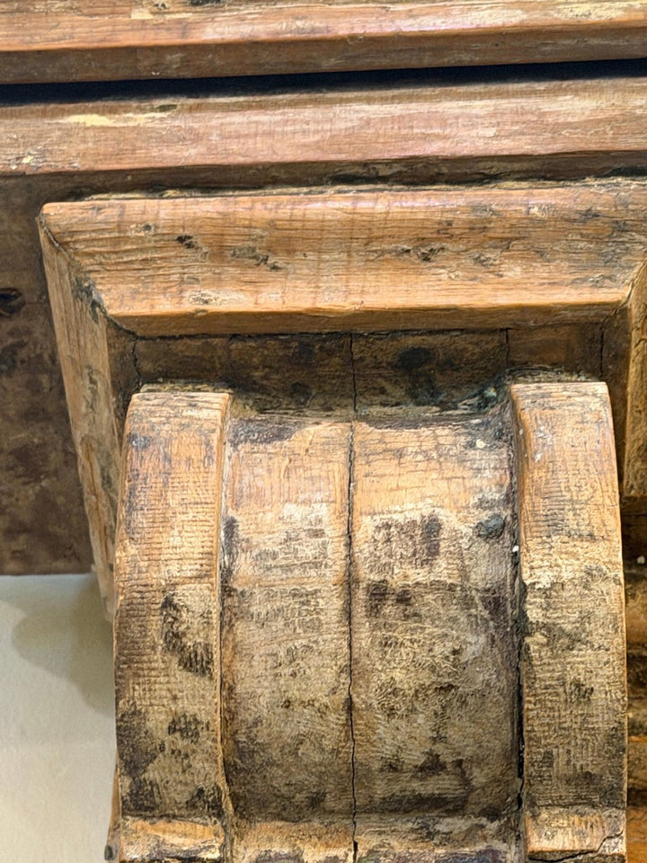 Neoclassical Pier Mirror, Distressed Wood, Circa 1880s