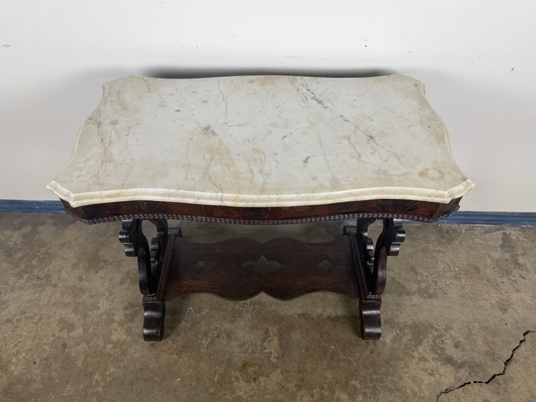 19th Century American Renaissance Revival Marble-Top Side Table