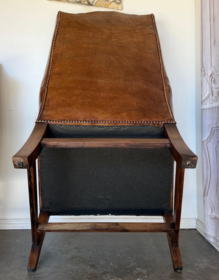 Georgian Wingback Armchairs, Leather Upholstery, Circa 1940s