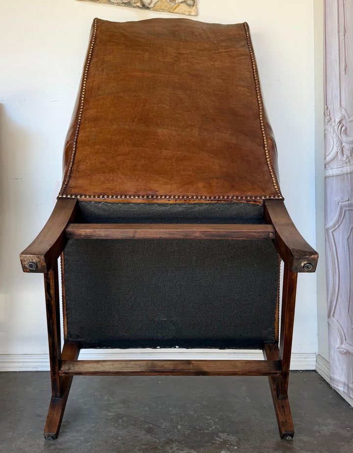 Georgian Wingback Armchairs, Leather Upholstery, Circa 1940s