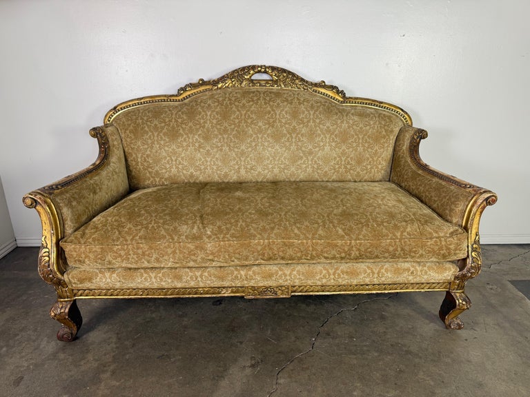 French Giltwood Sofa, Louis XV Style, Late 19th–Early 20th Century