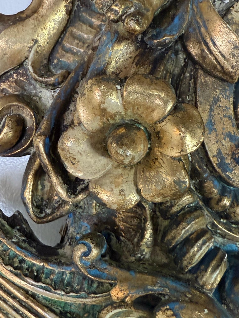 19th Century Italian Rococo Giltwood Figural Mirror