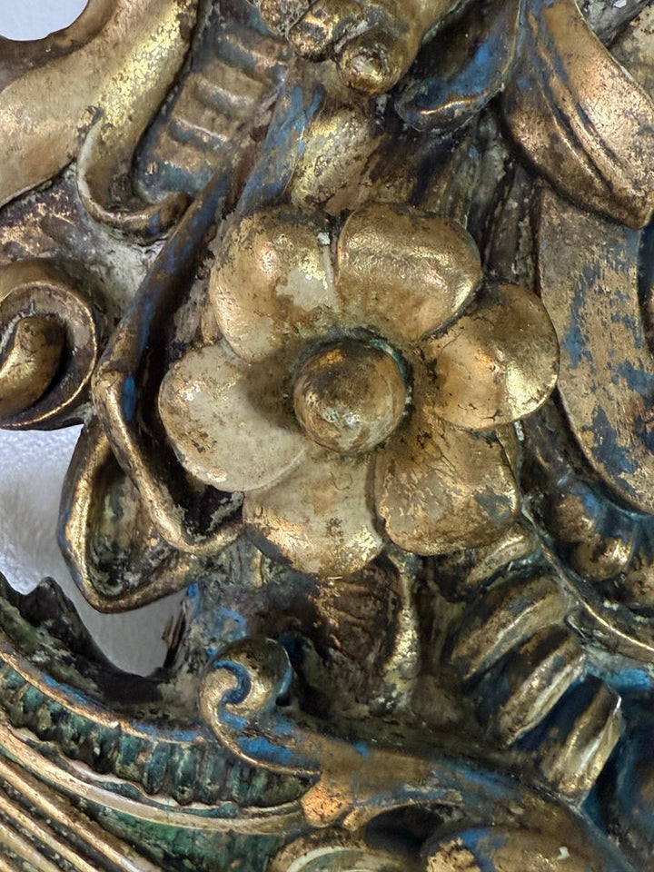 19th Century Italian Rococo Giltwood Figural Mirror