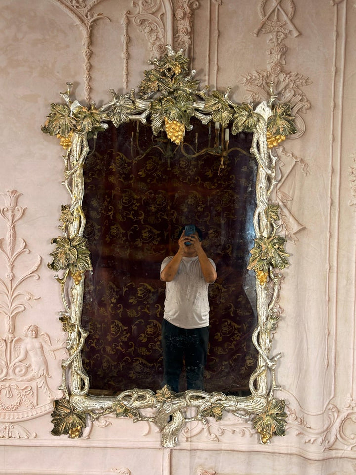 Pair of Italian Baroque Wall Mirrors, Hand-Carved Wood, Circa 1960s