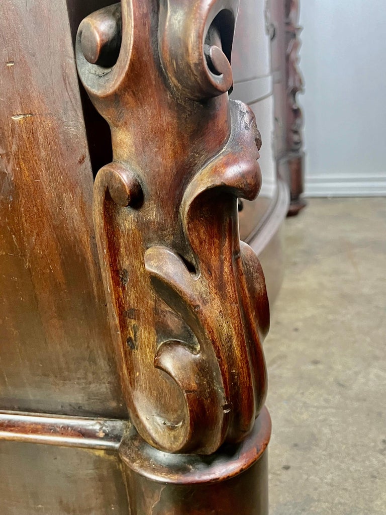 19th Century English Feathered Mahogany '4' Drawer Commode