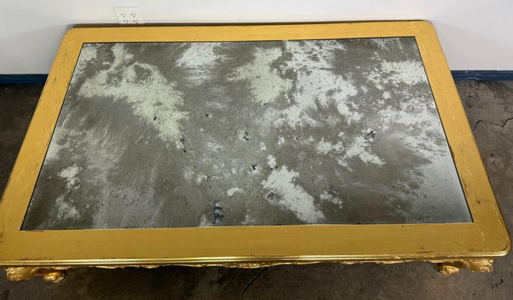 Giltwood Rococo Coffee Table with Antiqued Mirrored Top