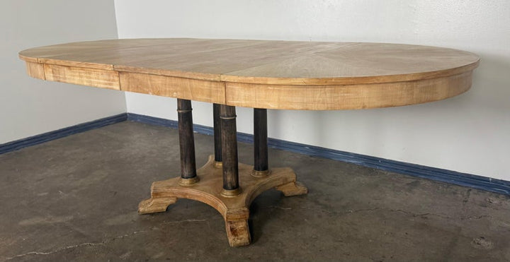 Vintage Expandable Round-to-Oval Dining Table with Pedestal Base