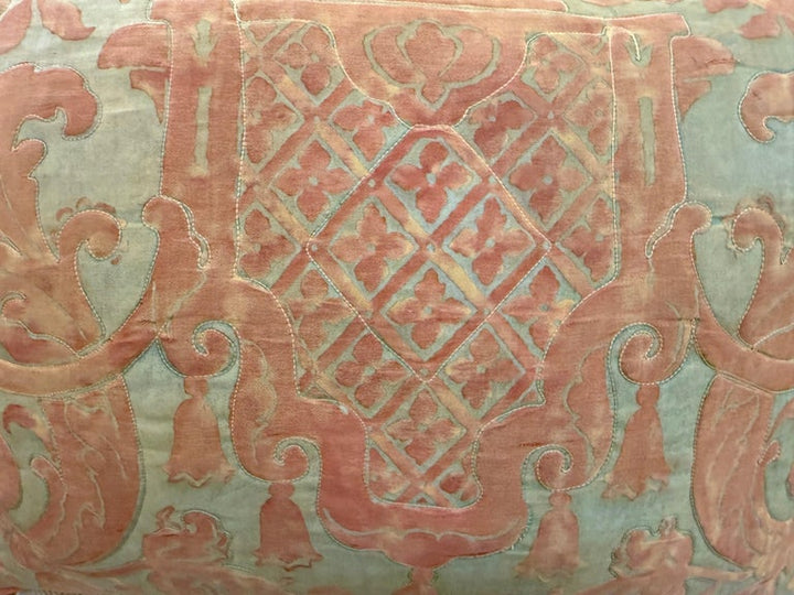 Pair of Rare Quilted Fortuny Pillows with Tassel Motif, Italy