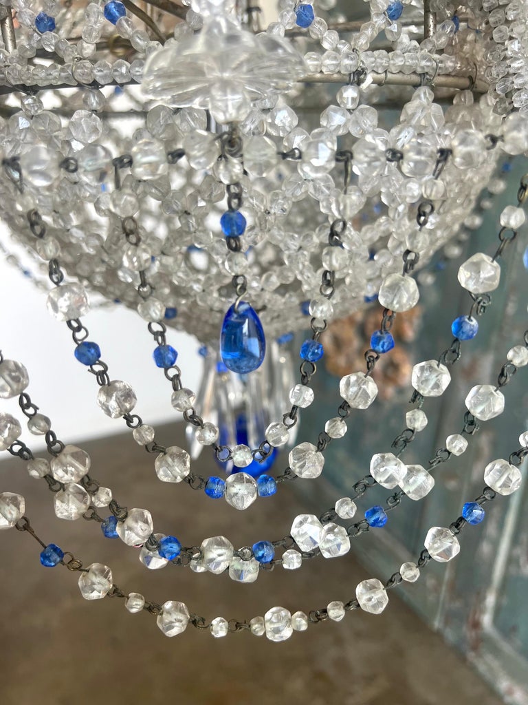 French Crystal Beaded Crystal Chandelier C. 1930's