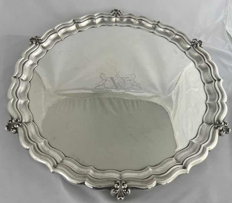 Pour Le Bain-English Silver Footed Tray w/ Etched Shield