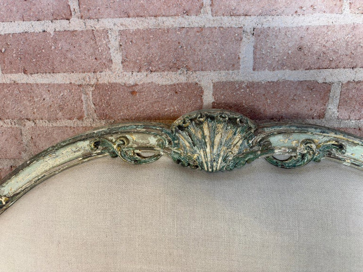 French Louis XV Corbeille Settee with Original Distressed Patina and Shell Crest
