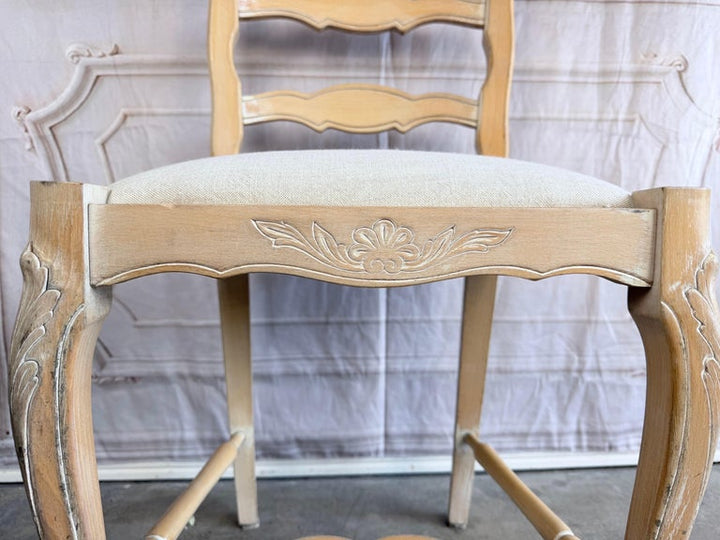 Set of 10 19th Century French Provincial Bleached Oak Ladderback Dining Chairs