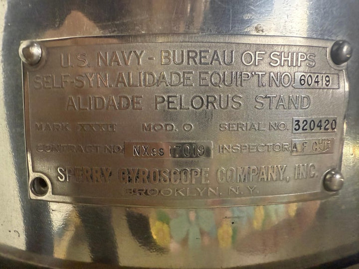 U.S. Navy Alidade Pelorus Stand by Sperry Gyroscope Company, Mark XXXI, Mod 0