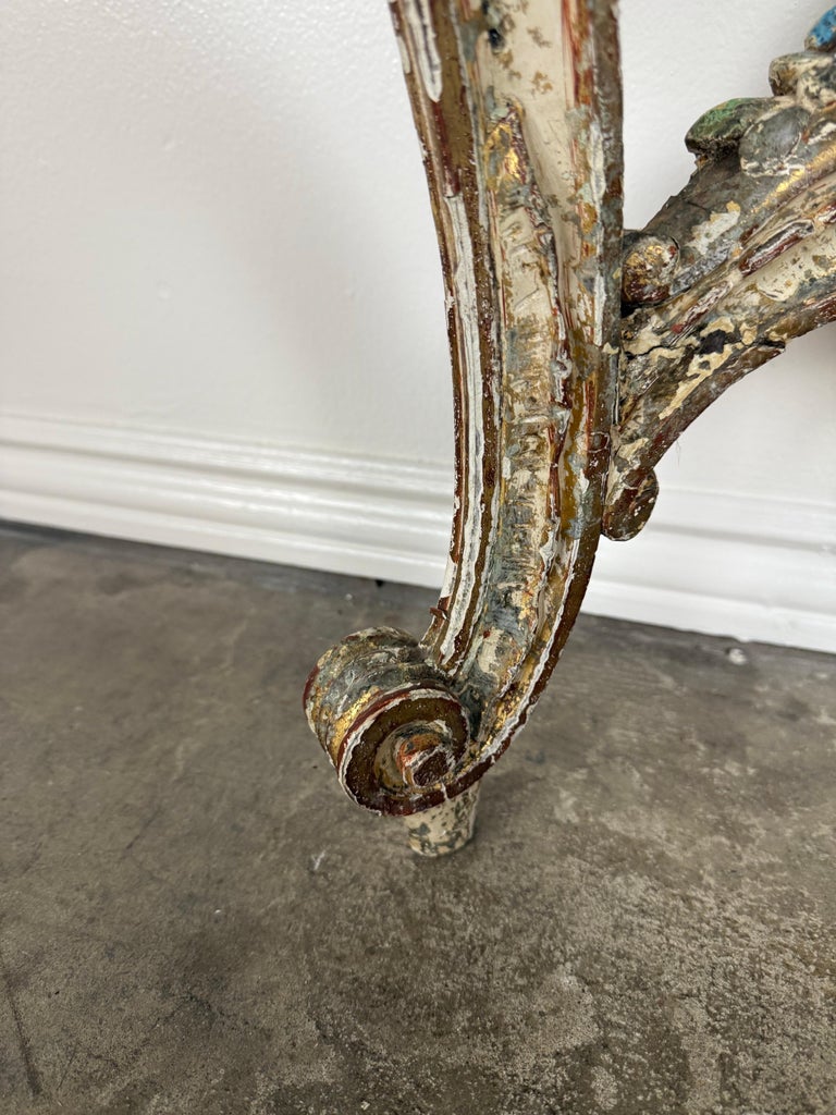 19th-Century Italian Rococo Painted and Giltwood Console Table