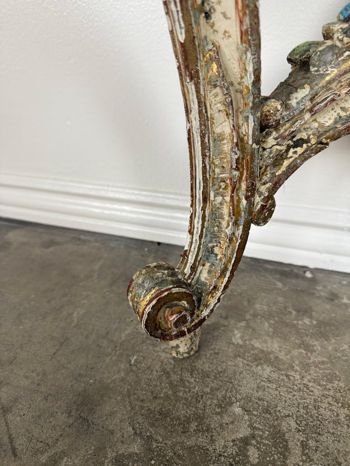 19th-Century Italian Rococo Painted and Giltwood Console Table