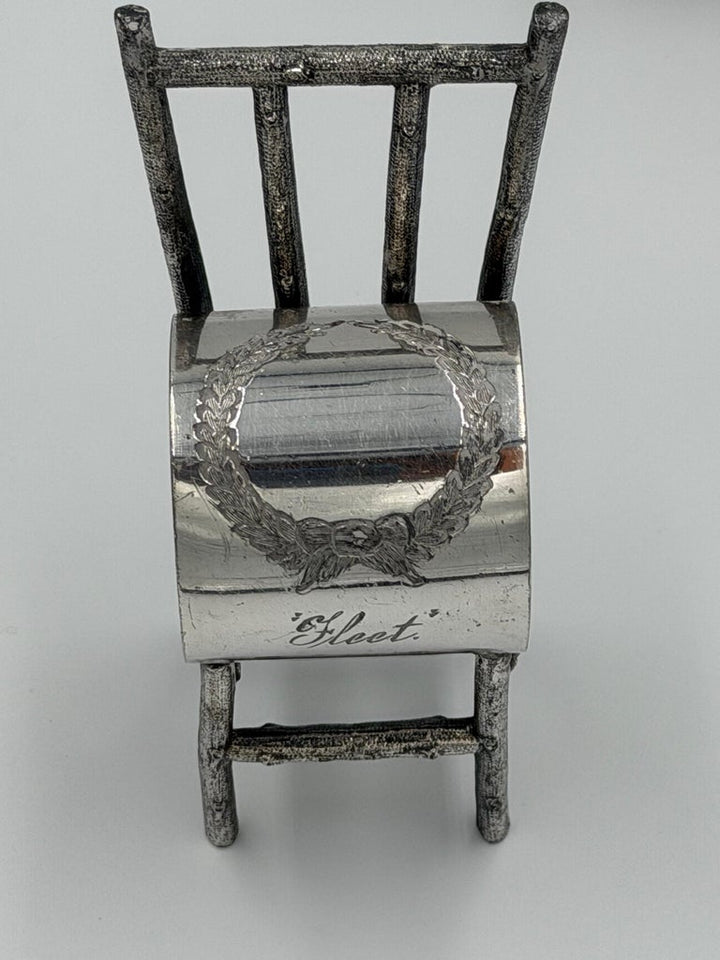 Set of 6 American Victorian Sterling Silver Figural Chair Napkin Rings