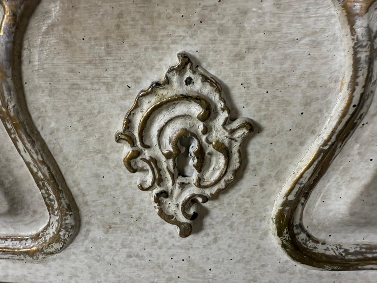 Pair of Louis XV–Style Painted Chests with Antiqued Marbled-Foxed Mirror Tops