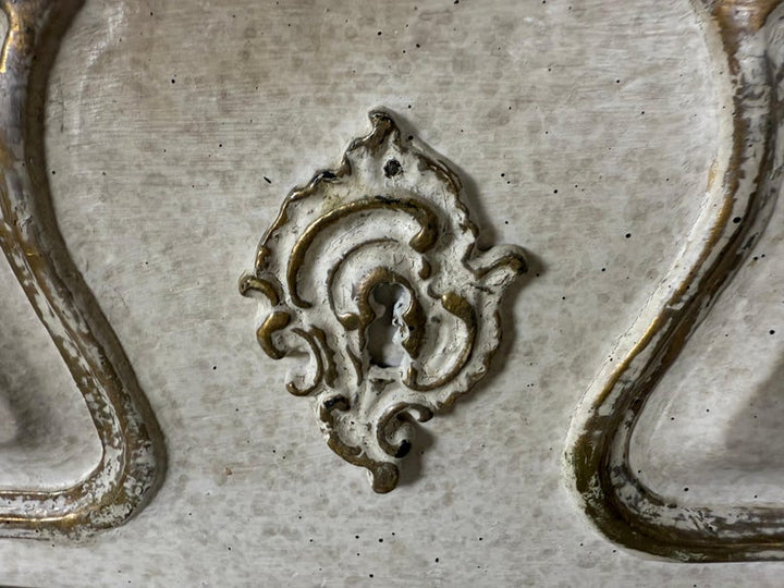 Pair of Louis XV–Style Painted Chests with Antiqued Marbled-Foxed Mirror Tops