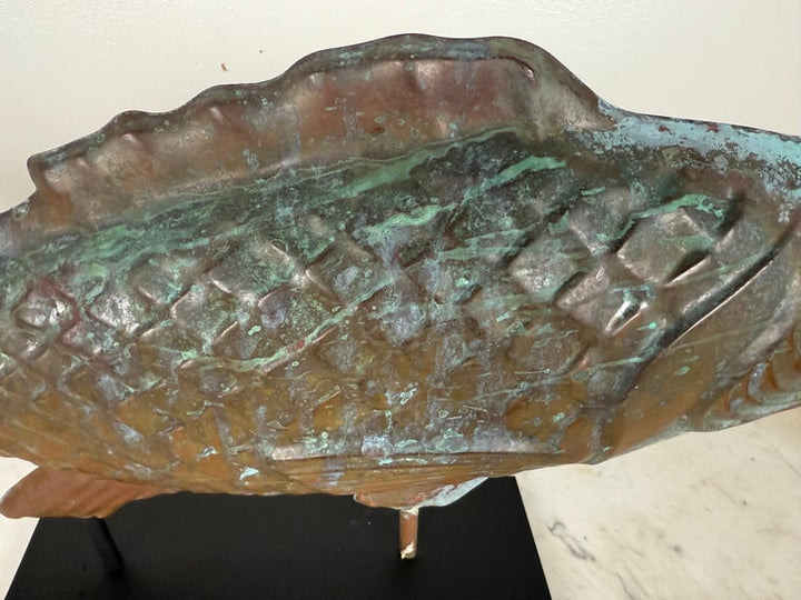 Antique Copper Fish on Iron Base