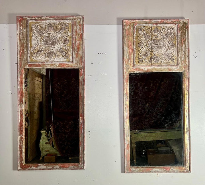 Pair of 19th C. Italian Painted & Gilt Mirrors