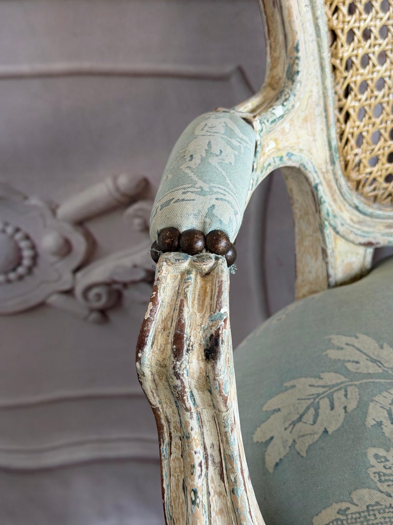 French Louis XV Fauteuil Vanity Chair, Beechwood, Circa 1880-1900