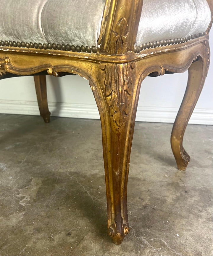 Pair of French Louis XV Style Gilt Wood Benches