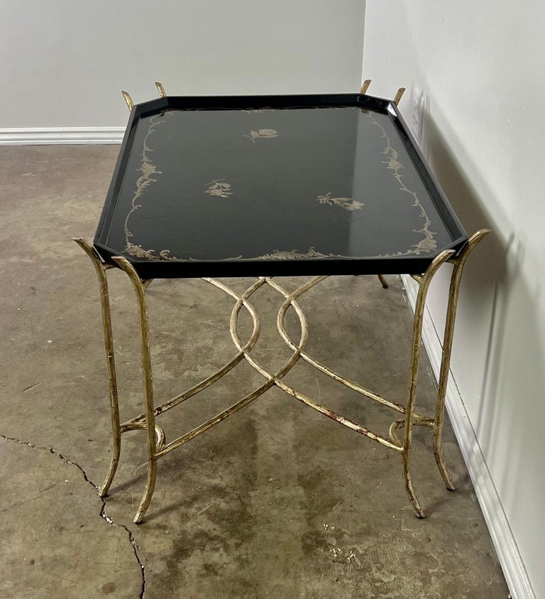 Chinoiserie Lacquered Tea Table on Metal Base by Ebanista