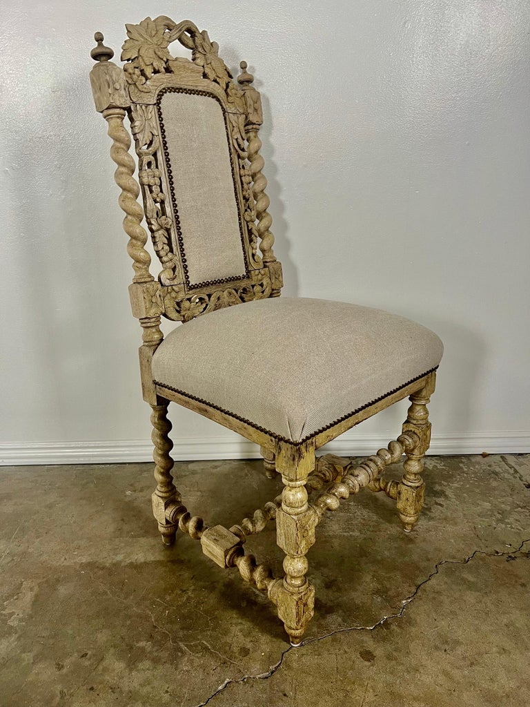 Set of 19th Century English Bleached Oak Dining Chairs