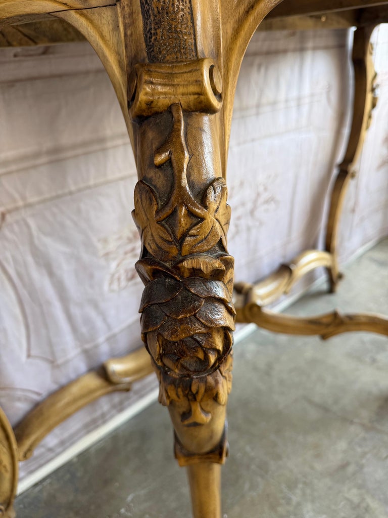 French Louis XV Style Carved Giltwood Console Table with White Marble Top