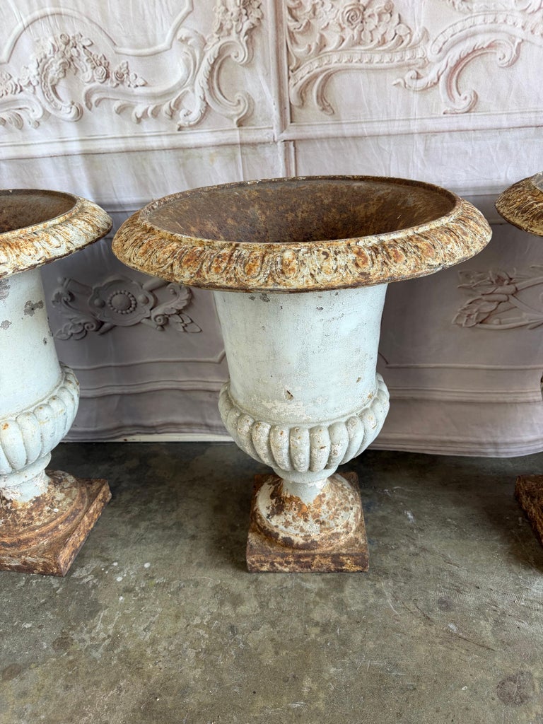 Set of 4 19th Century French Cast Iron Garden Urns