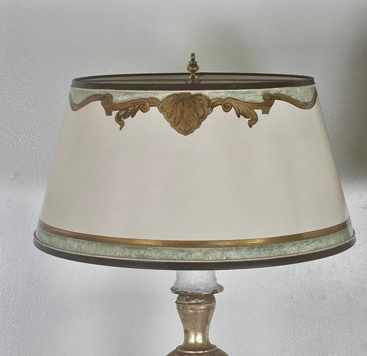 Pair of Italian Borghese Lamps with Parchment Shades