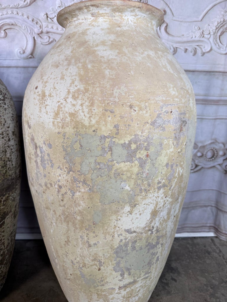 Spanish Colonial Hand-Painted Terracotta Urns, Mid-20th Century