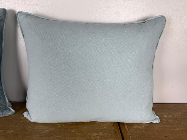 Pair of Elegant Designer Damask Pillows in Soft Blue Tones