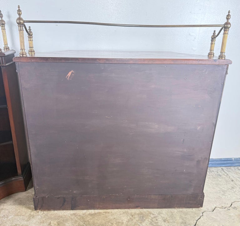 Pair of English Regency–Style Mahogany Bookcases with Brass Detailing