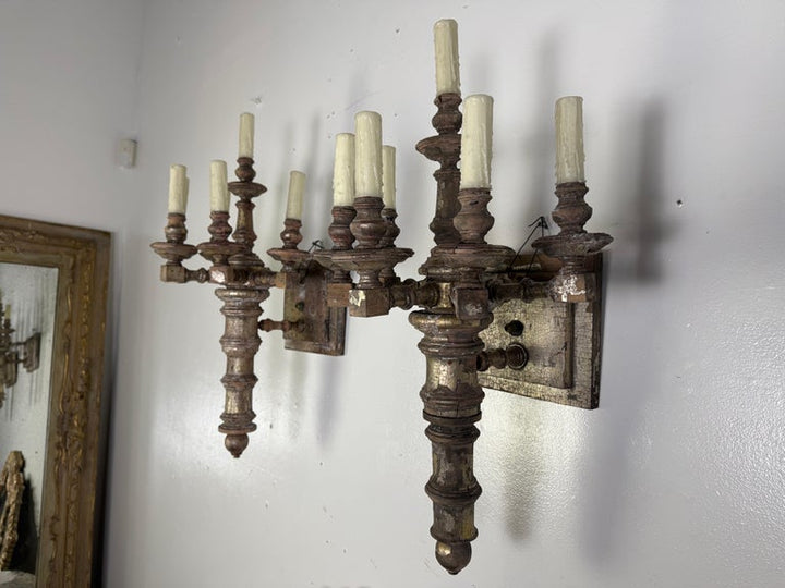 Pair of 19th C. Italian 5-Light Sconces