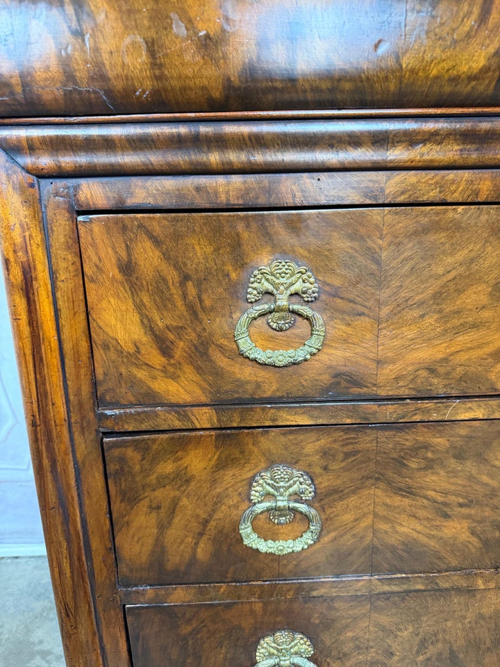Antique French Louis Philippe Burl Walnut Commode-Marble Top