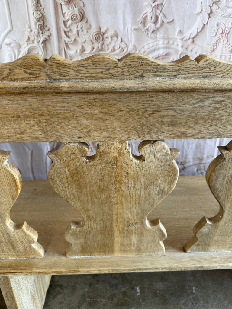 Rustic Hand-Carved Oak Benches, Pair, Folk Art / Spanish Colonial Style