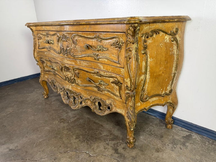 French Rococo Painted and Giltwood Commode