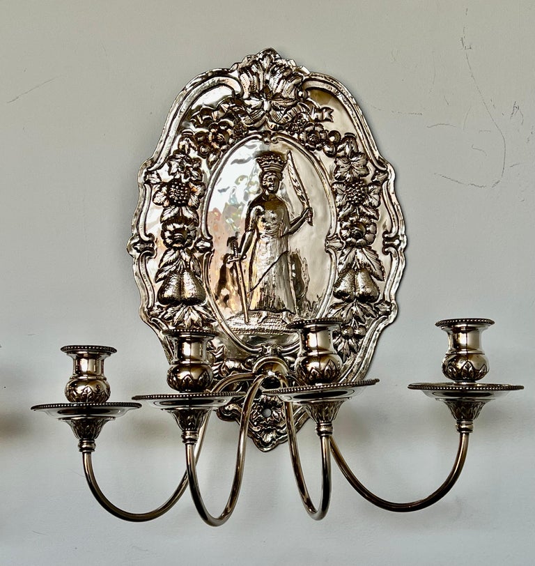 Pair of 19th C. English Silvered Sconces