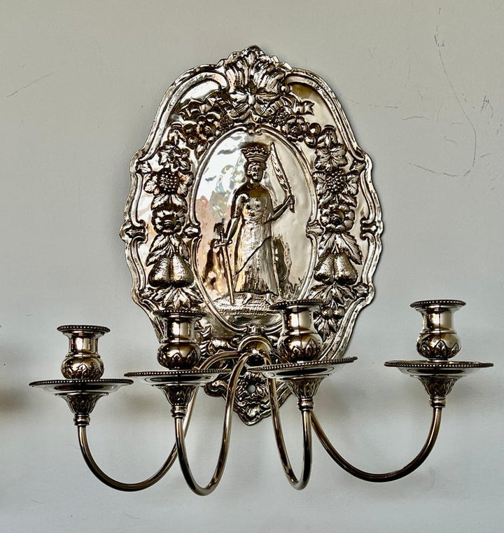 Pair of 19th C. English Silvered Sconces