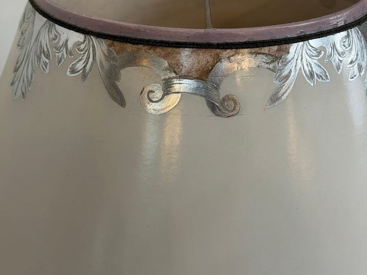 Pair of Murano Pink and Gold Glass Table Lamps w/ Coordinating Parchment Shades