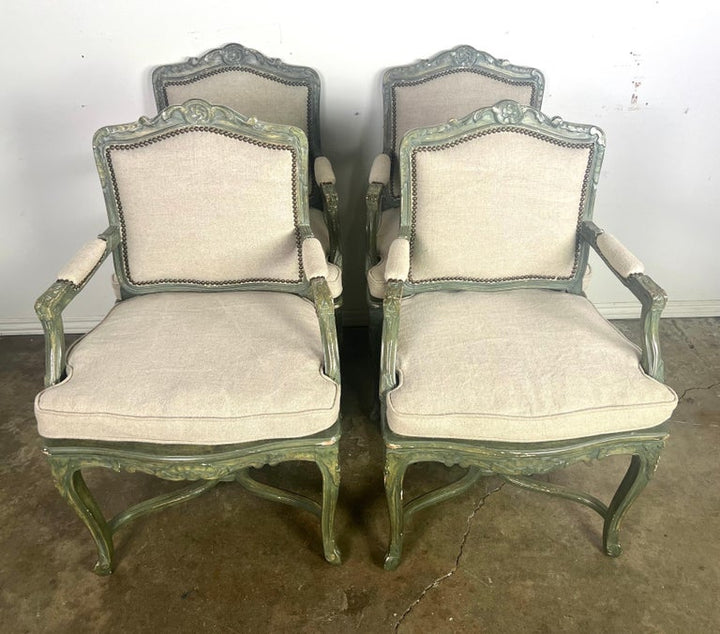 Set of Four French Painted Armchairs C. 1900's