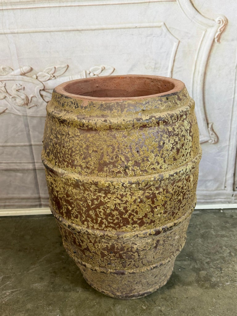 Ribbed Terracotta Storage Vessel with Ochre Encrusted Patina