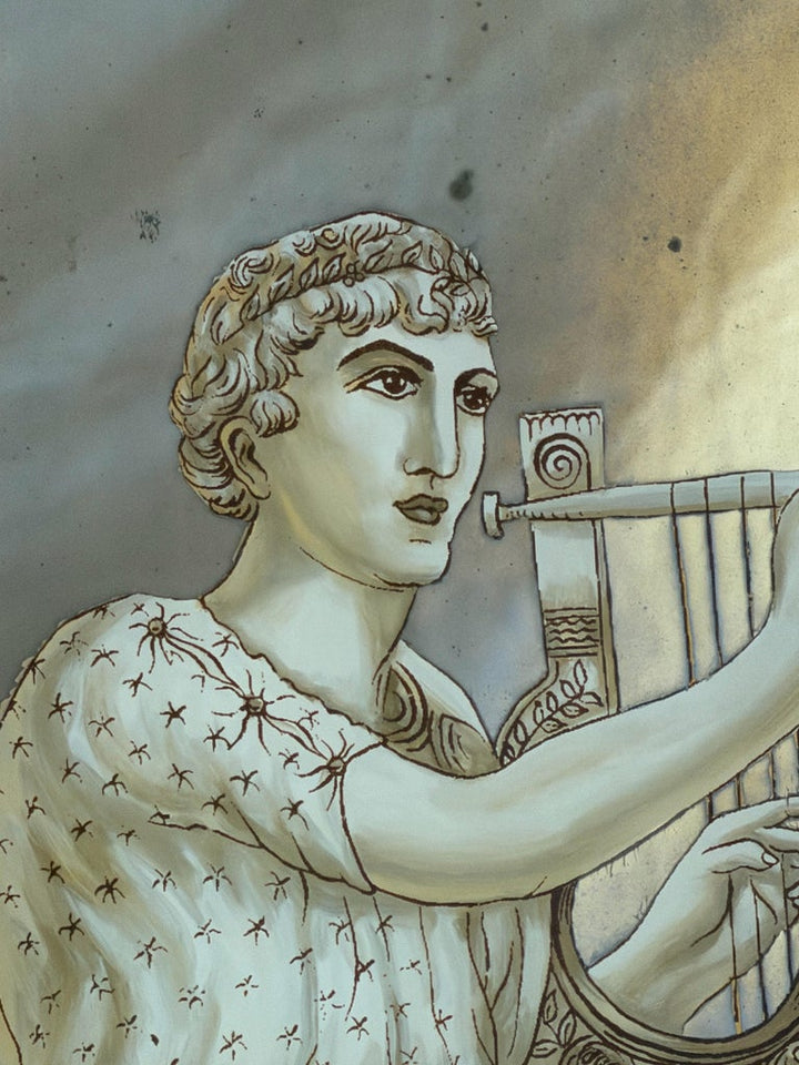 Neoclassical Reverse Painted Mirror Panels, Early 20th Century
