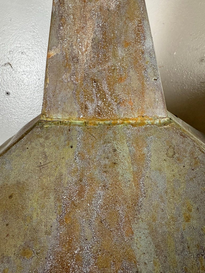 Pair of Large Patinated Zinc Architectural Finials Mounted on Iron Bases