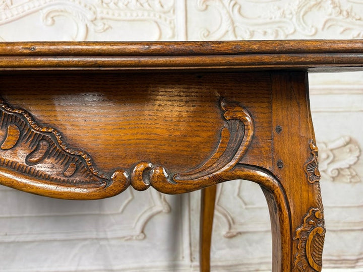 Antique French Louis XV Coffee Table, Solid Oak, Circa 1890