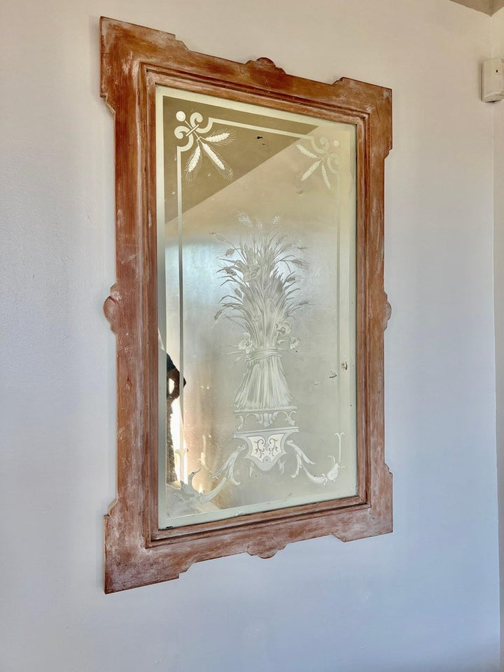 19th Century French Etched Glass Mirror