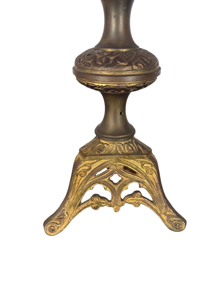 Pair of Gilded Brass Candelabra Lamps with Foliate & Grape Motifs