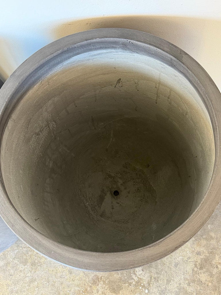 Pair of Monumental Tall Cylinder Planters - Dark Slate Gray pots