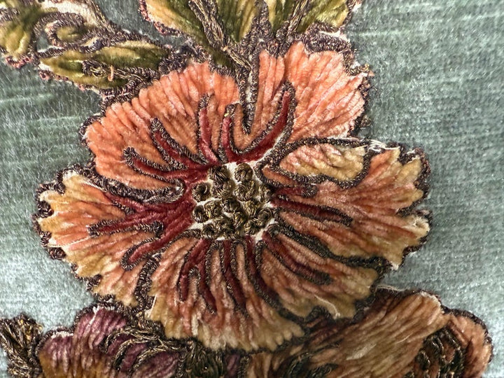 Pair of Custom Velvet Pillows with 19th-Century French Gold-Thread Appliqués
